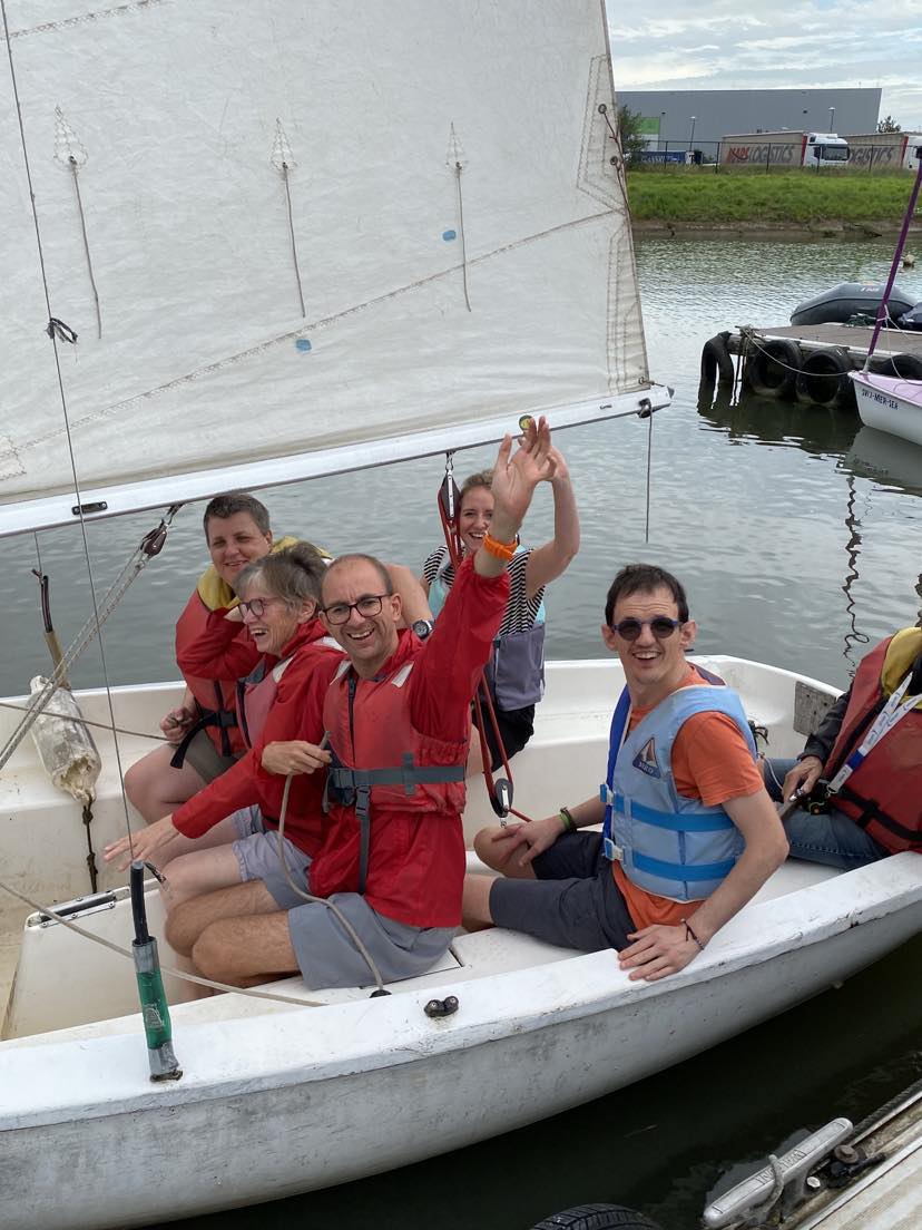 Paricipants in non-profit Vilvoorde, Belgium-based sailing club WSKLuM's adaptive sailing program. 
